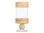 GIFTDECOR Porte-bougie Coupe Cylindrique Haute en Verre et Rotin