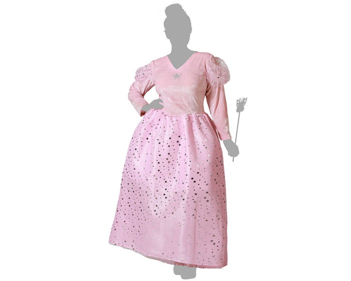 Déguisement Fée Marraine Rose pour Femme Adulte Taille XXL - Robe longue en polyester avec détails argentés