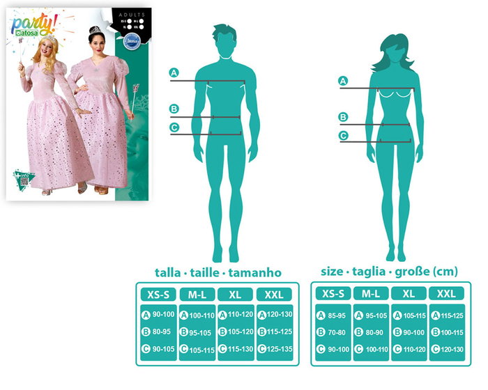 Déguisement Fée Marraine Rose pour Femme Adulte Taille XXL - Robe longue en polyester avec détails argentés