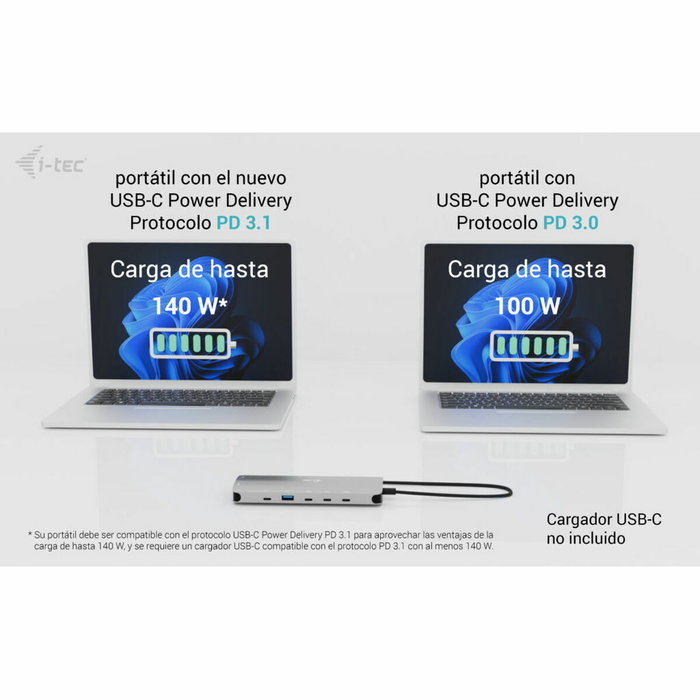 Hub USB i-Tec C31NANOTRIPLEDOCKPD Gris