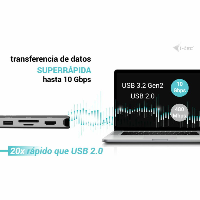 Hub USB i-Tec C31NANOTRIPLEDOCKPD Gris