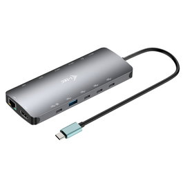 i-tec Station d'accueil USB-C Metal Nano 13 En 1, 3x HDMI, Power Delivery 140W, Aluminium Gris