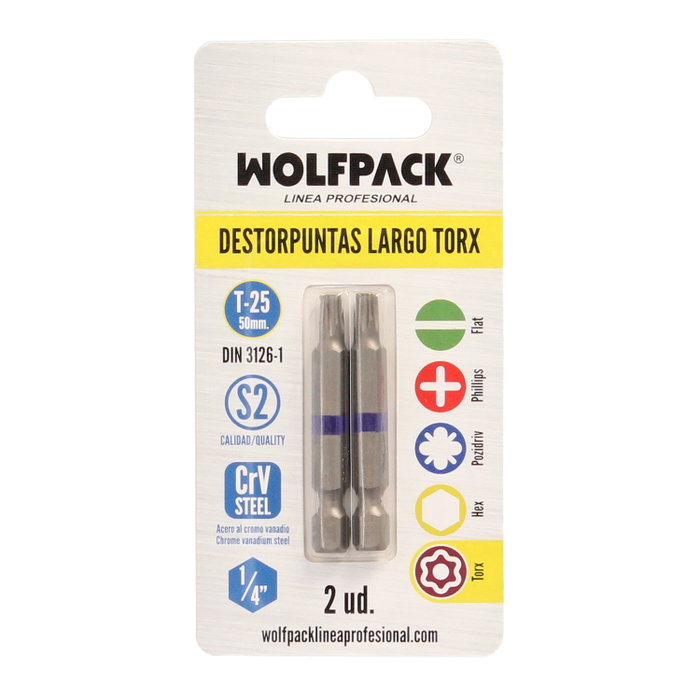WOLFPACK LINEA PROFESIONAL Embout pour vis long Maurer Torx T-25 WOLFPACK LINEA PROFESIONAL Embout pour vis long Maurer Torx T-25