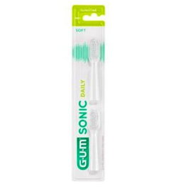 GUM Têtes de rechange pour brosse à dents électrique Sonic Daily, blanc, 2 unités