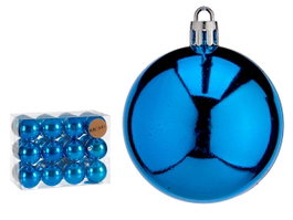 Krist+ Set 24 Boules de Noël en Plastique Bleu 6 cm (Set de 12)
