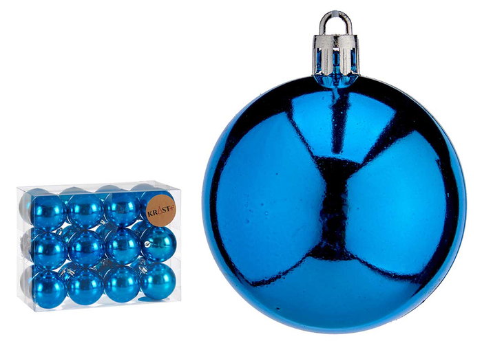 Krist+ Set 24 Boules de Noël en Plastique Bleu 6 cm (Set de 12) Krist+ Set 24 Boules de Noël en Plastique Bleu 6 cm (Set de 12)