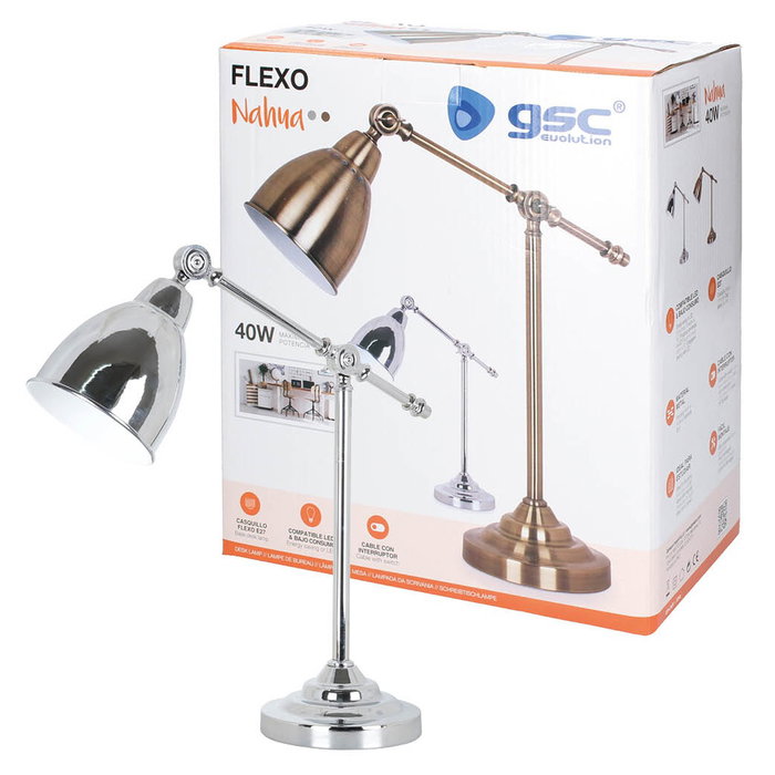 GSC Evolution Flexo Nahua E27 Níquel GSC Evolution Flexo Nahua E27 Níquel