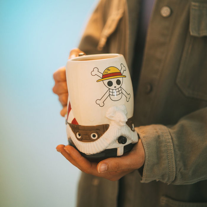 ERIK - Jarre One Piece Going Merry 750 ml - Réf. 1 - Faite en dolomite, Peinte à la main, Relief, Finition brillante - Non adaptée au micro-ondes et au lave-vaisselle