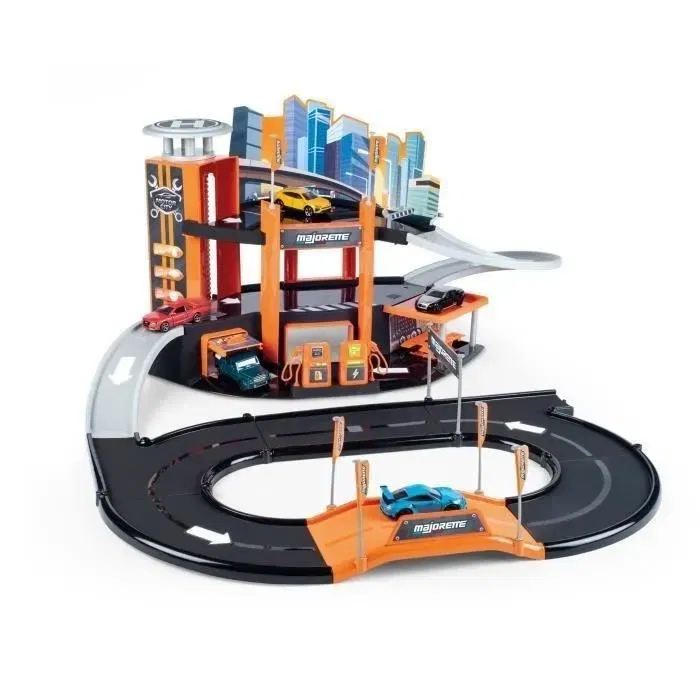 Majorette Garage Motor City Plus - Jouet pour enfants des 3 ans avec 1 véhicule, pompe à essence, ascenseur, atelier, rampe, héliport Majorette Garage Motor City Plus - Jouet pour enfants des 3 ans avec 1 véhicule, pompe à essence, ascenseur, atelier, rampe, héliport
