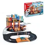 Majorette Garage Motor City Plus - Jouet pour enfants des 3 ans avec 1 véhicule, pompe à essence, ascenseur, atelier, rampe, héliport