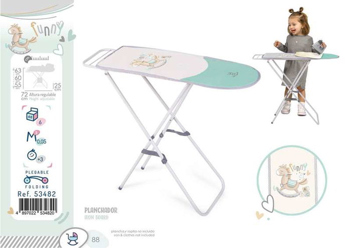 Decuevas Planche à repasser jouet Funny vert pour enfant - 72x63x25 cm