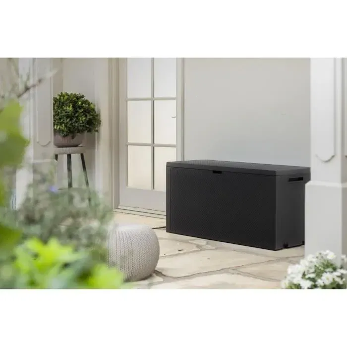 Keter Coffre de Rangement Extérieur Emily 270 Litres en Résine, Antichoc et Anti-UV, Gris, pour Jardin et Terrasse