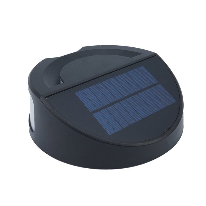 HomePluSS Applique de jardin solaire LED ronde noire avec capteur 5W 6500K