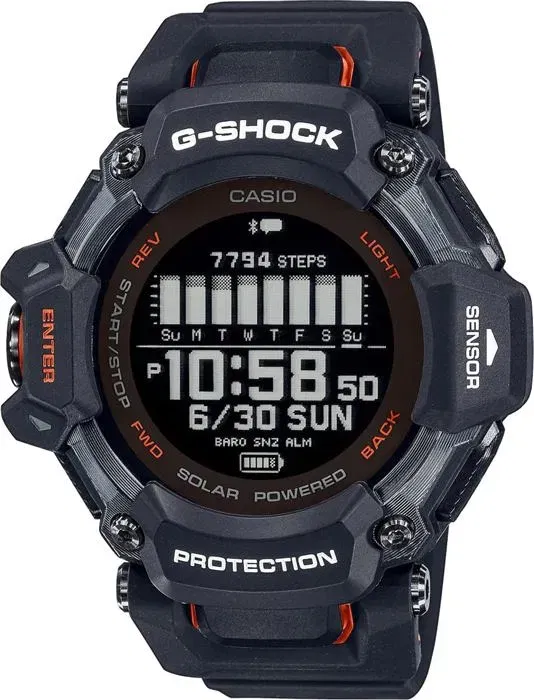 Casio G-Shock Sport GBD-H2000-1AER - Montre connectée sportive pour homme - Noir et orange - Résistance aux chocs, Bluetooth, suivi calories