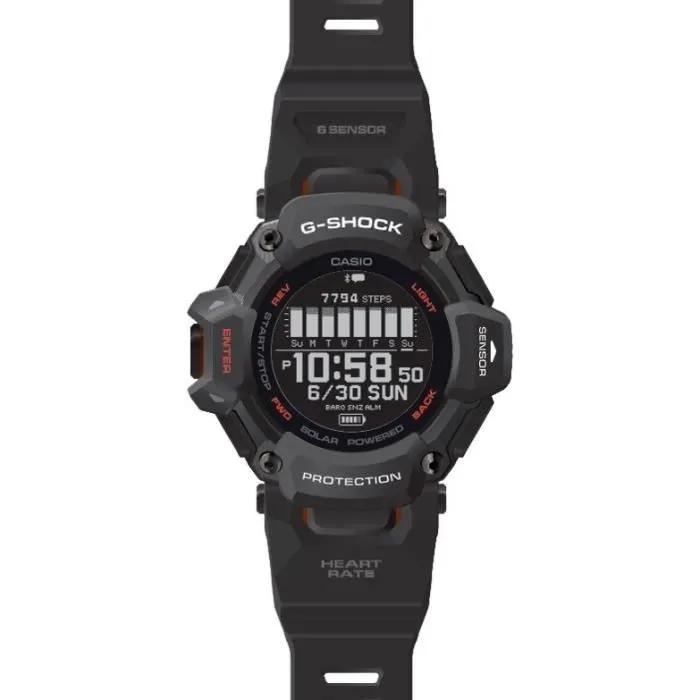 Casio G-Shock Sport GBD-H2000-1AER - Montre connectée sportive pour homme - Noir et orange - Résistance aux chocs, Bluetooth, suivi calories
