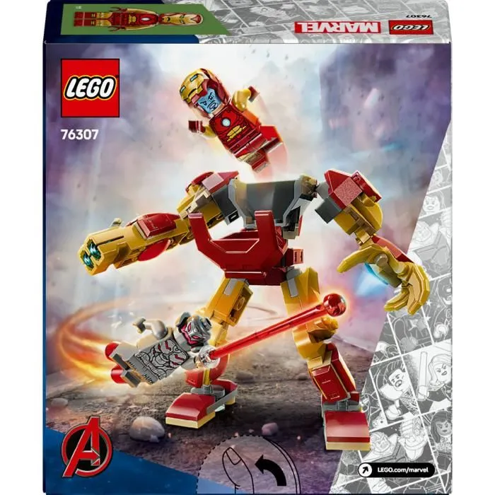 Lego Marvel 76307 Set de Construction - Le Robot d'Iron Man contre Ultron, Jouet avec 2 Minifigurines Super Héros pour Enfants dès 6 Ans, 101 Pièces