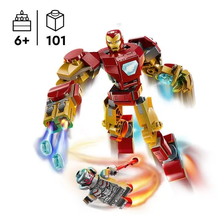 Lego Marvel 76307 Set de Construction - Le Robot d'Iron Man contre Ultron, Jouet avec 2 Minifigurines Super Héros pour Enfants dès 6 Ans, 101 Pièces