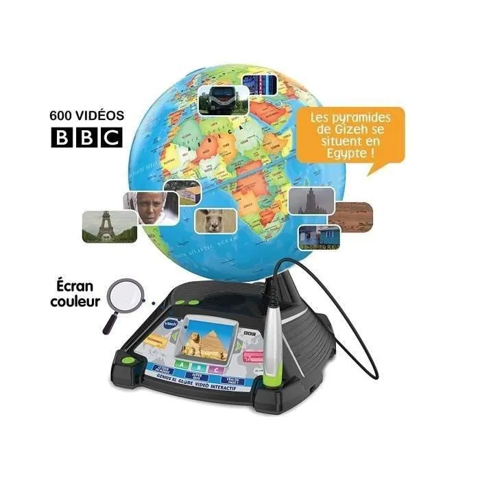 VTech Genius XL - Globe vidéo interactif avec écran et stylet - 5h de vidéos BBC - Français - 7 à 99 ans