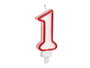 ARTE REGAL Bougie d'anniversaire numéro 1 blanche avec bord rouge