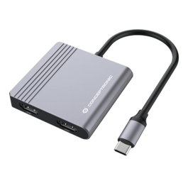 Conceptronic DONN13GR Hub USB-C 4-en-1 avec HDMI, USB-C PD, USB 3.0, 4K 30Hz, Aluminium