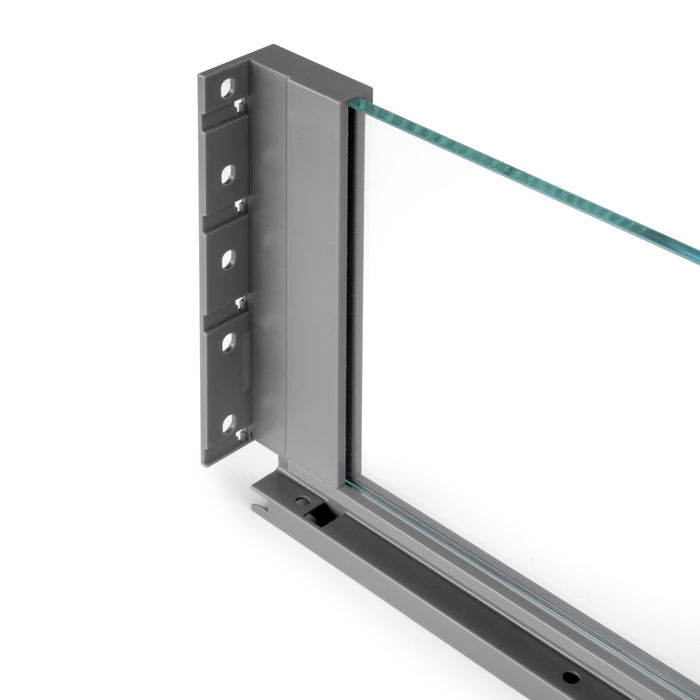 Emuca Tiroir Extérieur Vertex 40kg côtés en verre 178mm de haut, 500mm de profondeur, Acier & Aluminium et Verre, Gris Anthracite