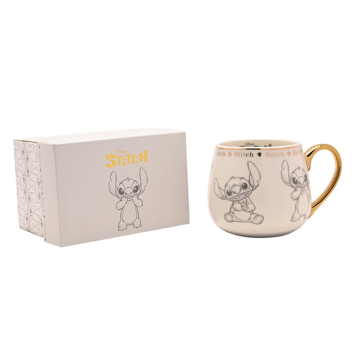 WIDDOP & CO Tasse Stitch Disney en porcelaine chinoise à illustrations esbozées avec détails dorés
