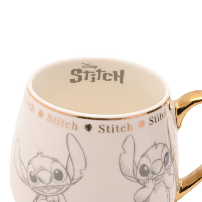 WIDDOP & CO Tasse Stitch Disney en porcelaine chinoise à illustrations esbozées avec détails dorés