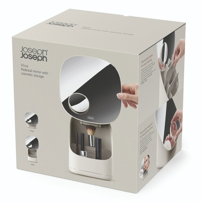 Joseph Joseph Viva Miroir sur pied avec organisateur de cosmétiques Beige