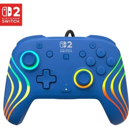 Turtle Beach Manette Gaming Filaire RGB Afterglow Wave pour Nintendo Switch 2 - Bleu