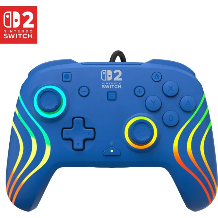 Turtle Beach Manette Gaming Filaire RGB Afterglow Wave pour Nintendo Switch 2 - Bleu Turtle Beach Manette Gaming Filaire RGB Afterglow Wave pour Nintendo Switch 2 - Bleu
