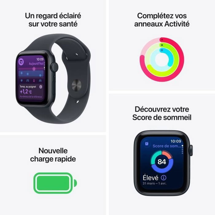 Apple Watch SE 3 GPS + Cellular - 40mm - Boîtier Midnight Aluminium - Bracelet Midnight Sport Band - M/L Apple Watch SE 3 GPS + Cellular - 40mm - Boîtier Midnight Aluminium - Bracelet Midnight Sport Band - M/L