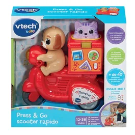 VTech Baby Scooter Press & Go Rapido - Rouge - Scooter interactif avec effets sonores pour enfants de 12 à 36 mois - Découvertes et apprentissages