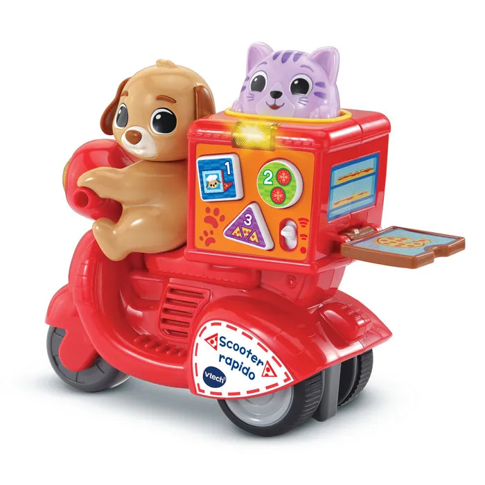 VTech Baby Scooter Press & Go Rapido - Rouge - Scooter interactif avec effets sonores pour enfants de 12 à 36 mois - Découvertes et apprentissages