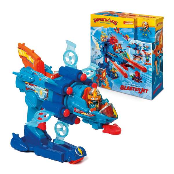 Superthings S Blaster Jet - Figure jouet avec chargeur rotatif et 6 projectiles - 39x33.5x13.5 cm - Recommandé à partir de 4 ans