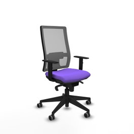 PIQUERAS Y CRESPO Chaise de bureau Horna, mécanisme synchro, tissu lilas et maille grise