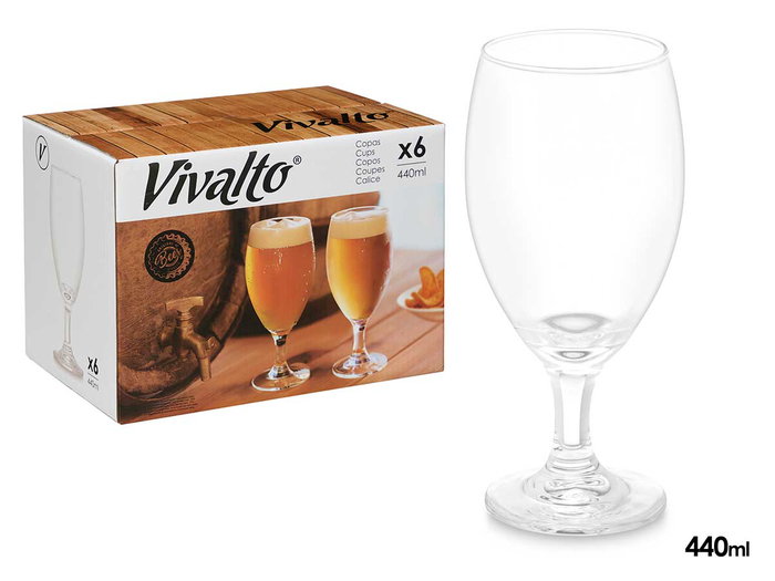 Vivalto Copa Cerveza Verre à Bière 440 ml Transparent 8x18x8 cm (Set de 24) Vivalto Copa Cerveza Verre à Bière 440 ml Transparent 8x18x8 cm (Set de 24)