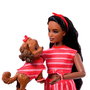 Barbie Twinning Looks Poupée Africaine-Américaine avec Chien Jfp37 Mattel - Tenue à Rayures, Accessoires Coordonnés, +3 ans