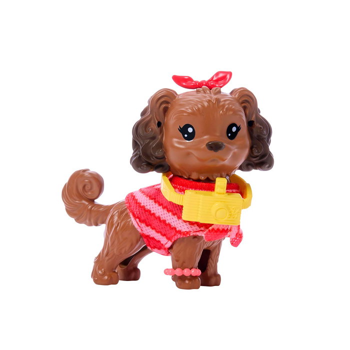 Barbie Twinning Looks Poupée Africaine-Américaine avec Chien Jfp37 Mattel - Tenue à Rayures, Accessoires Coordonnés, +3 ans