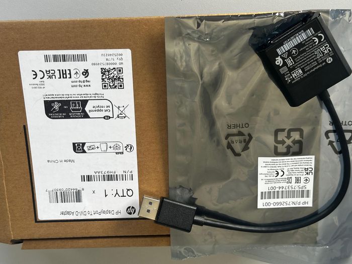 HP Adaptateur DisplayPort vers DVI-D Single Link - Convertisseur de connecteur pour écran et carte graphique - 19 cm