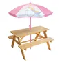 Fun House Table de pique-nique pour enfant thème Licorne en pin avec bancs et parasol - 53 x 95 x 75 cm