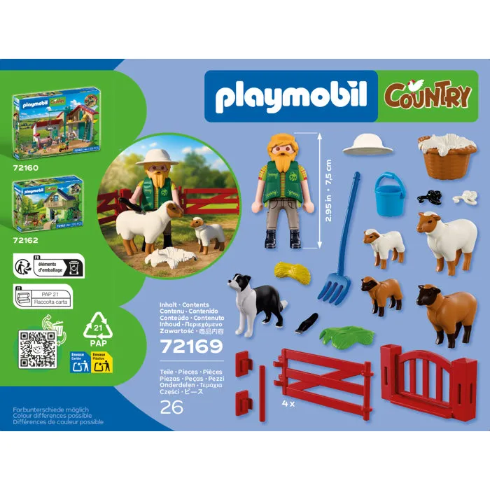 PLAYMOBIL 72169 Jeune Berger avec enclos à moutons et chien