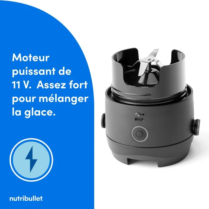 Nutribullet NBP106B - Blender personnel rechargeable USB-C - Flip - 120W - Isotherme - Fonction Pulse - Compact avec poignée - Noir