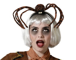 Diadème Serre-tête Araignée Noire avec Longues Pattes Leopard pour Costume et Fête d'Halloween, Accessoire Épouvantable
