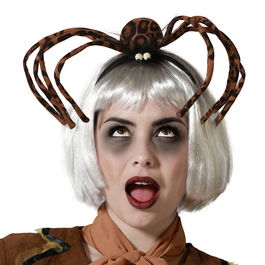 Diadème Serre-tête Araignée Noire avec Longues Pattes Leopard pour Costume et Fête d'Halloween, Accessoire Épouvantable