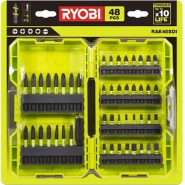 Ryobi RAK48SDI - Coffret empilable de 48 embouts de vissage ultra-résistants (32 impact 25 mm, 15 impact 50 mm) pour tous travaux