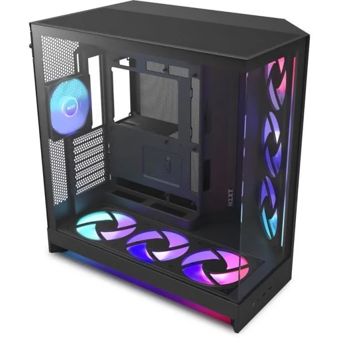 NZXT H9 Flow RGB+ Boîtier PC moyen-tour noir, double chambre, 3 ventilateurs RGB, mesh airflow, contrôleur intégré, verre trempé NZXT H9 Flow RGB+ Boîtier PC moyen-tour noir, double chambre, 3 ventilateurs RGB, mesh airflow, contrôleur intégré, verre trempé