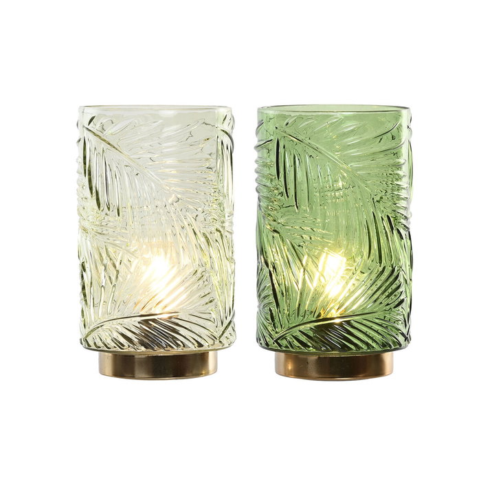 Décoration lumineuse Home ESPRIT Métal Verre Tropical 12 x 12 x 20 cm (2 Unités)