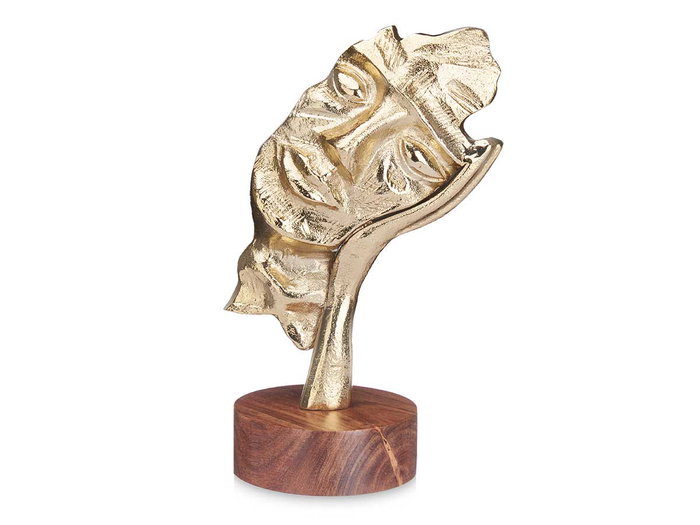 Giftdecor Figurine Métal Visage Main Doré avec Support Bois 16,5x26,5x11 cm Décoration Maison (Set de 6) Giftdecor Figurine Métal Visage Main Doré avec Support Bois 16,5x26,5x11 cm Décoration Maison (Set de 6)