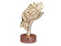 Giftdecor Figurine Métal Visage Main Doré avec Support Bois 16,5x26,5x11 cm Décoration Maison (Set de 6)