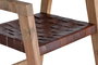 GINER Y COLOMER Chaise en Bois de Manguier et Cuir Naturel Marron - Siège 45x44 cm, Hauteur 47 cm, Dossier 45 cm